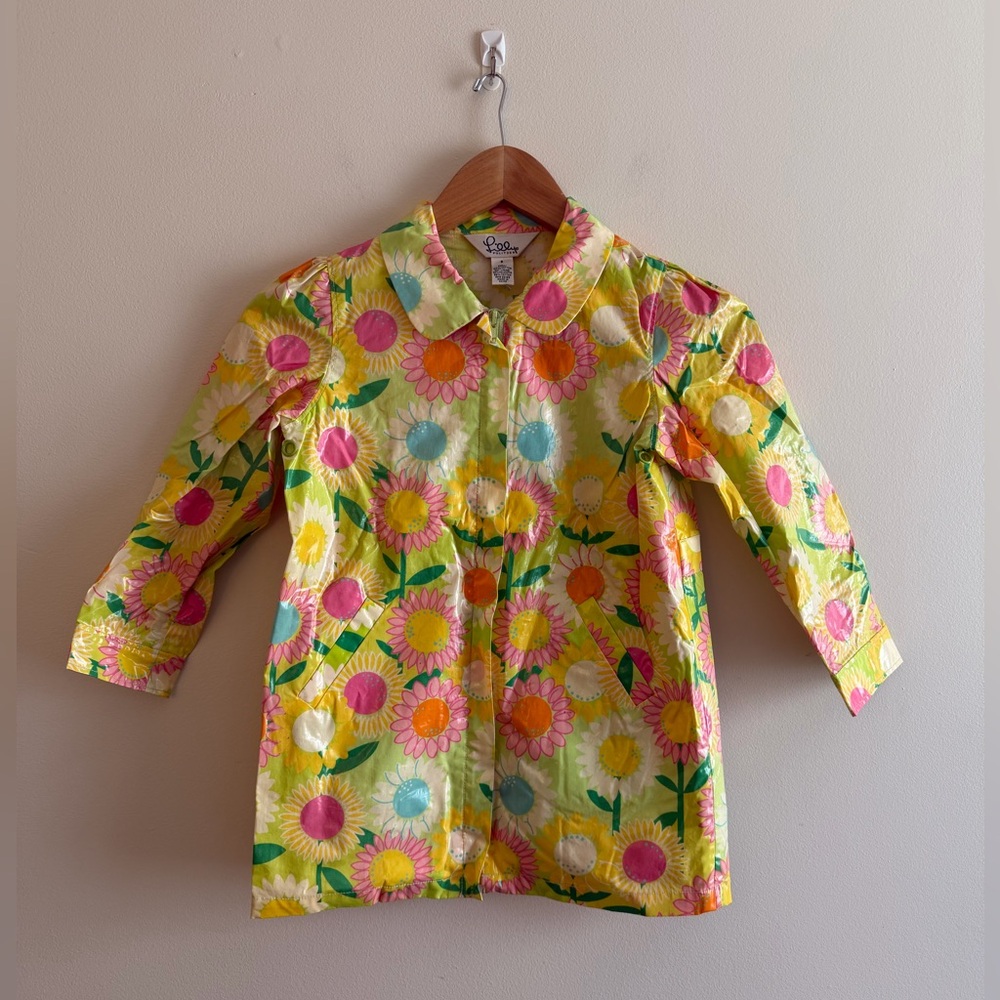 Lilly Pulitzer Girls Floral Raincoat Zip Front Jacket (Size S)